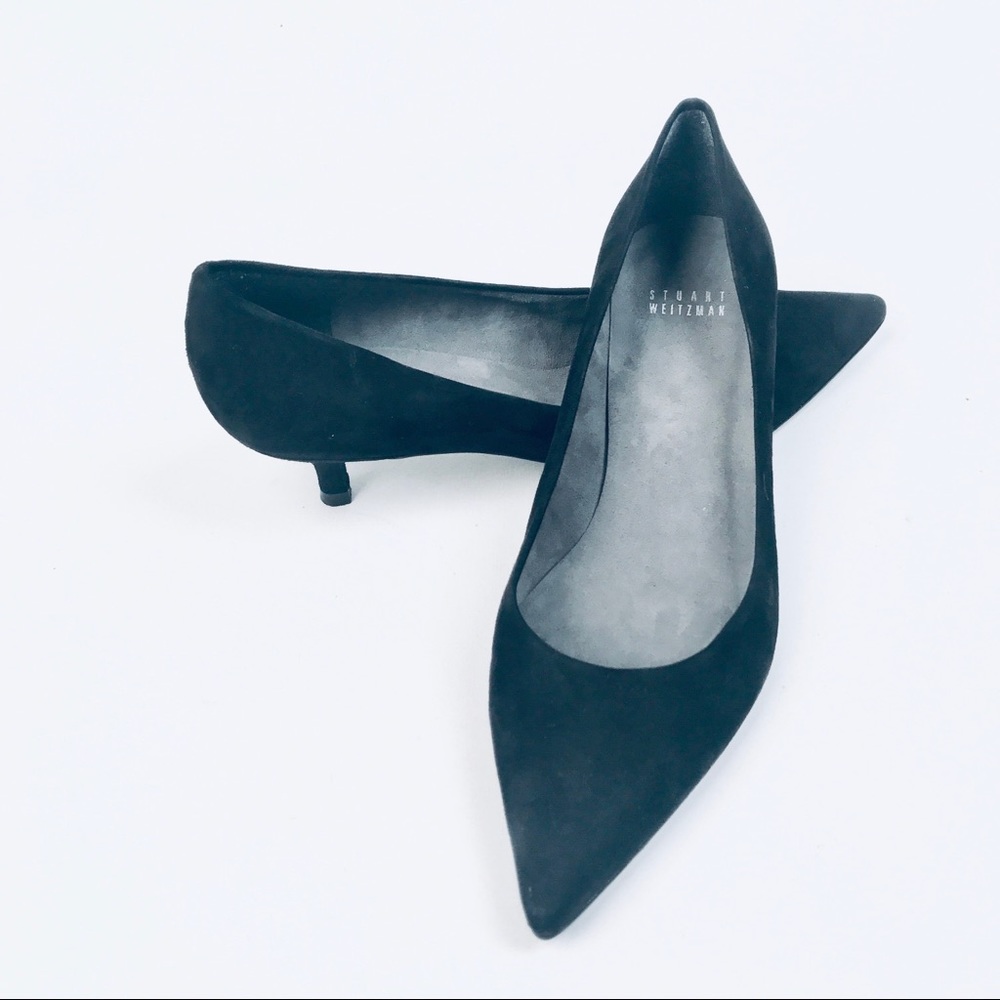 Stuart Weitzman Black Suede Kitten Heels